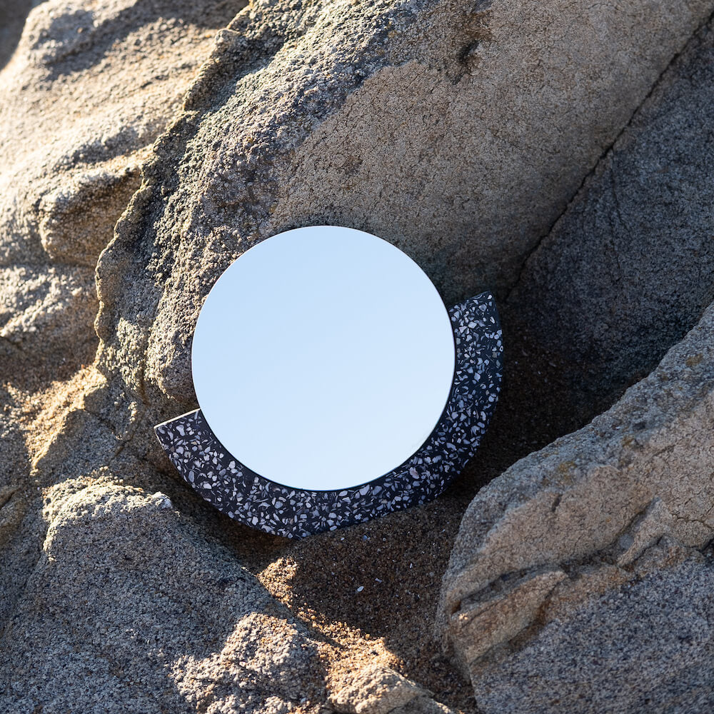 miroir loar demi-lune noir coquillages recycles malakio