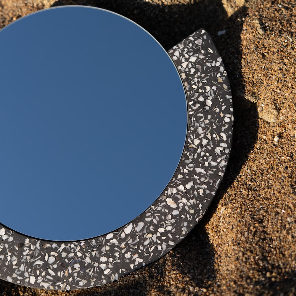 miroir loar demi-lune noir coquillages recycles malakio