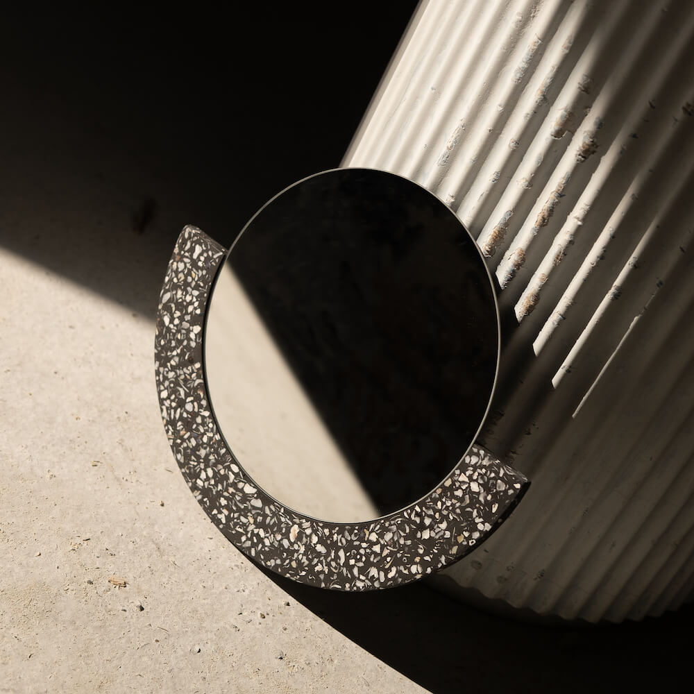 miroir loar demi-lune noir coquillages recycles malakio