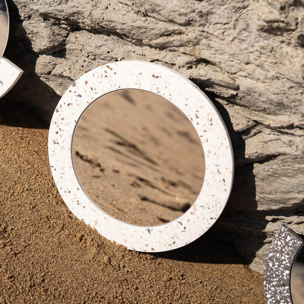 miroir loar rond blanc mixte coquillages recycles malakio