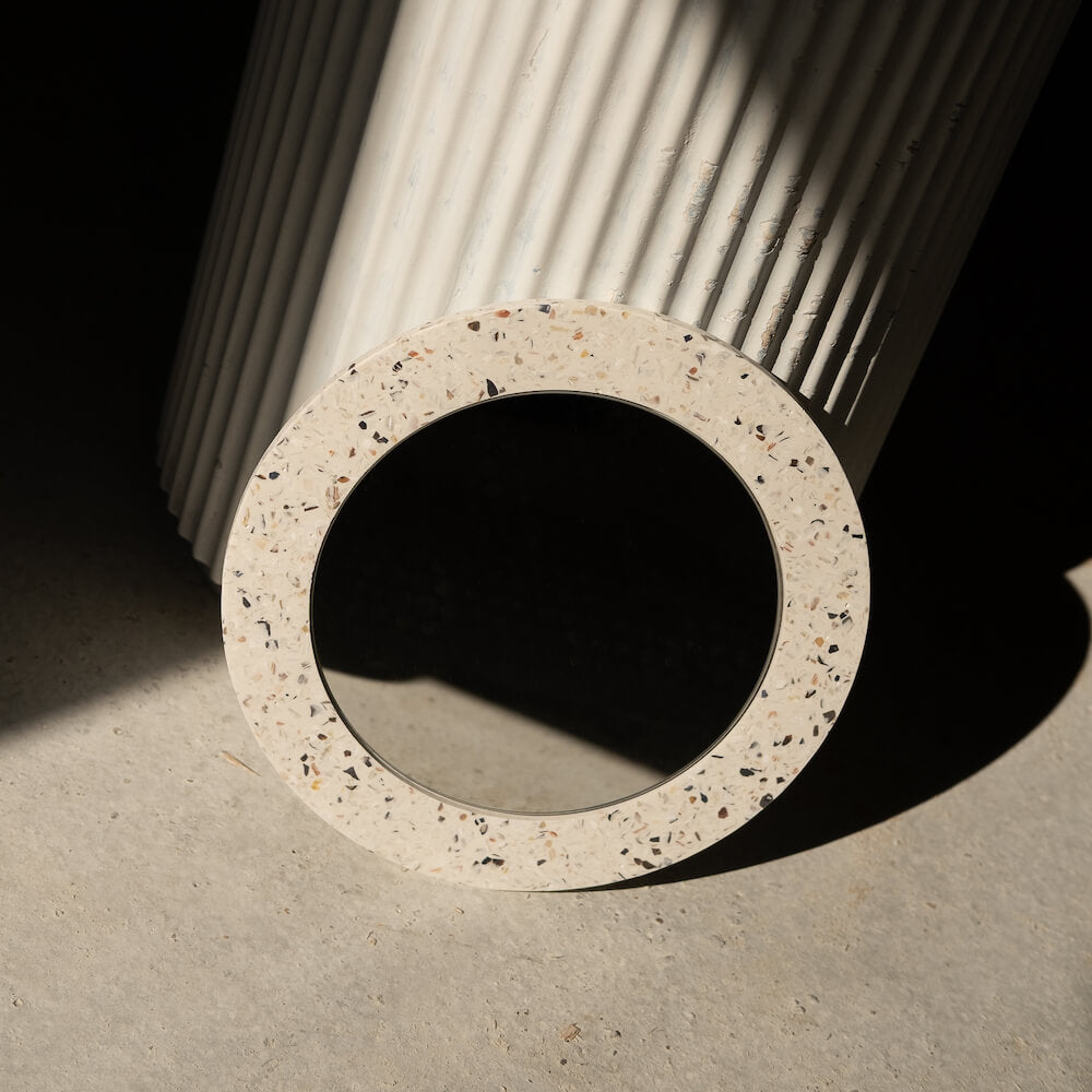 miroir loar rond blanc mixte coquillages recycles malakio