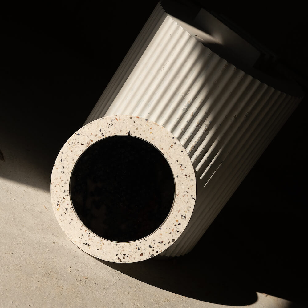 miroir loar rond blanc mixte coquillages recycles malakio