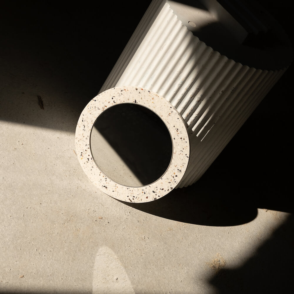 miroir loar rond blanc mixte coquillages recycles malakio