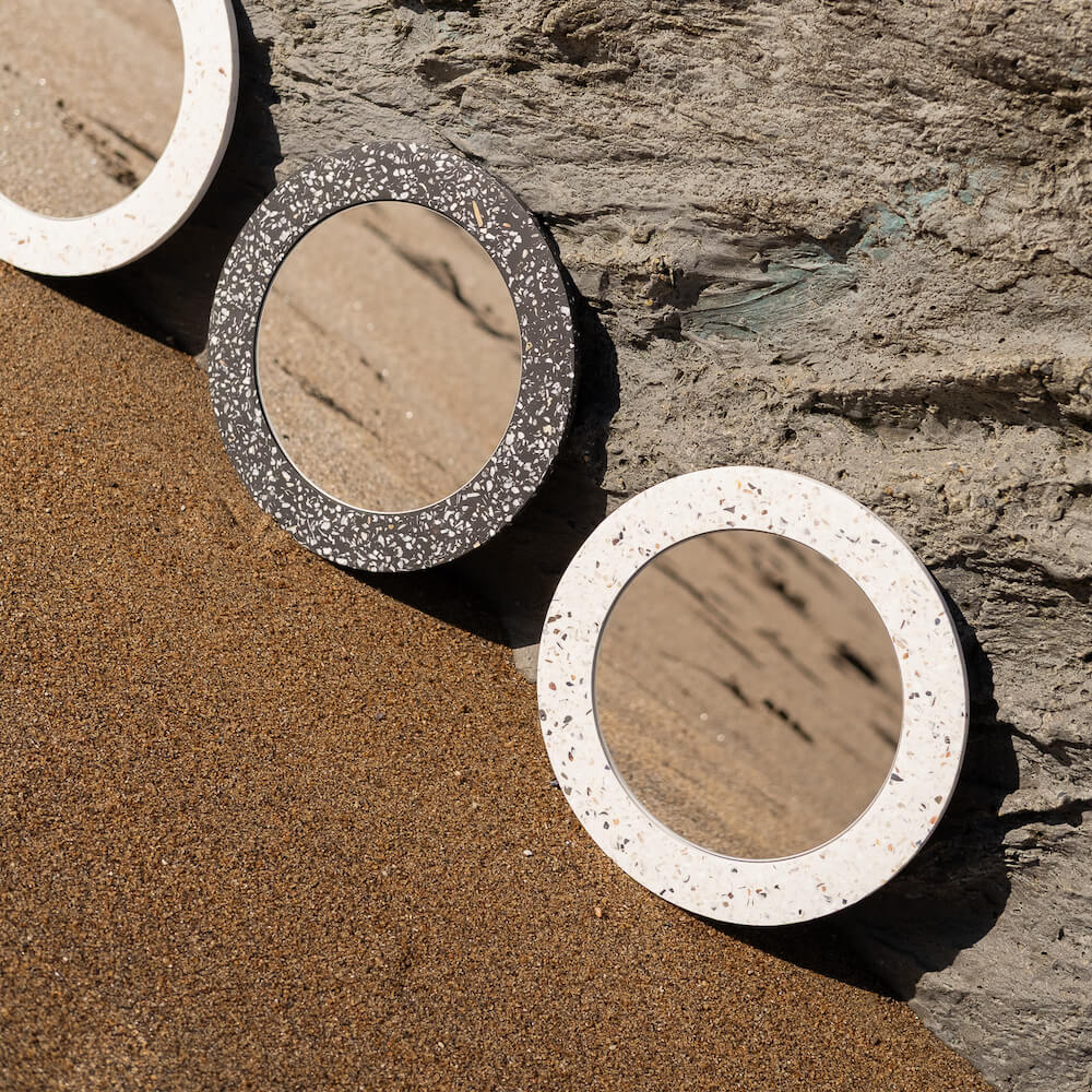 miroir loar rond blanc mixte coquillages recycles malakio