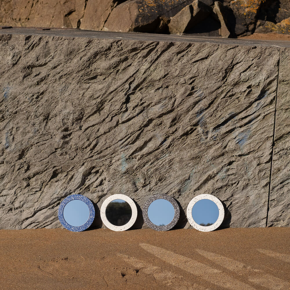 miroir loar rond blanc mixte coquillages recycles malakio