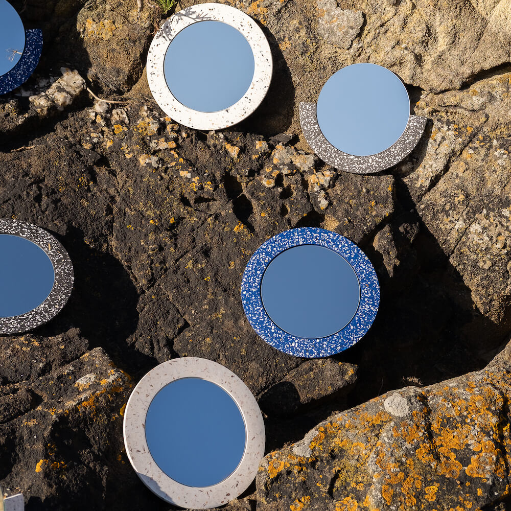 miroir loar rond blanc mixte coquillages recycles malakio