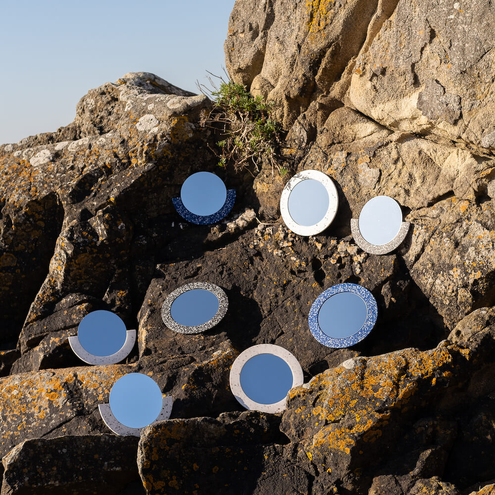 miroir loar rond blanc mixte coquillages recycles malakio