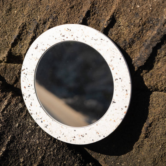 miroir loar rond blanc mixte coquillages recycles malakio