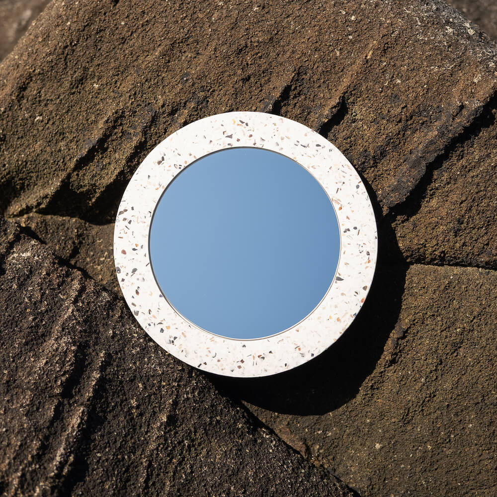 miroir loar rond blanc mixte coquillages recycles malakio