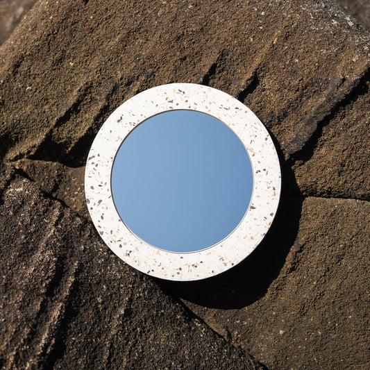 miroir loar rond blanc mixte coquillages recycles malakio