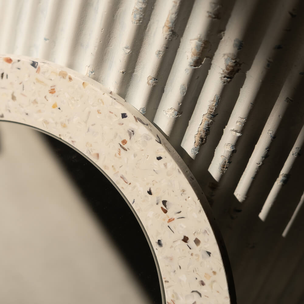 miroir loar rond blanc mixte coquillages recycles malakio