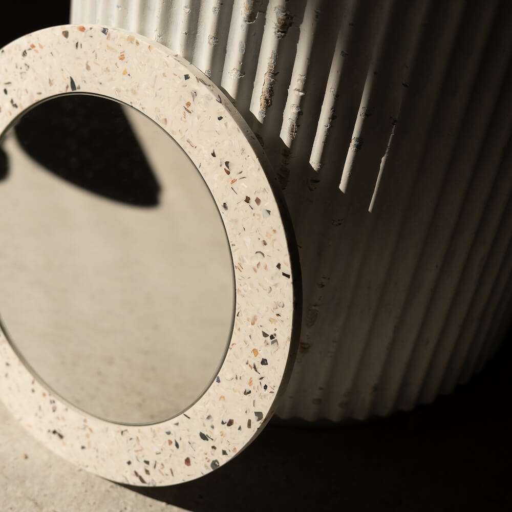 miroir loar rond blanc mixte coquillages recycles malakio