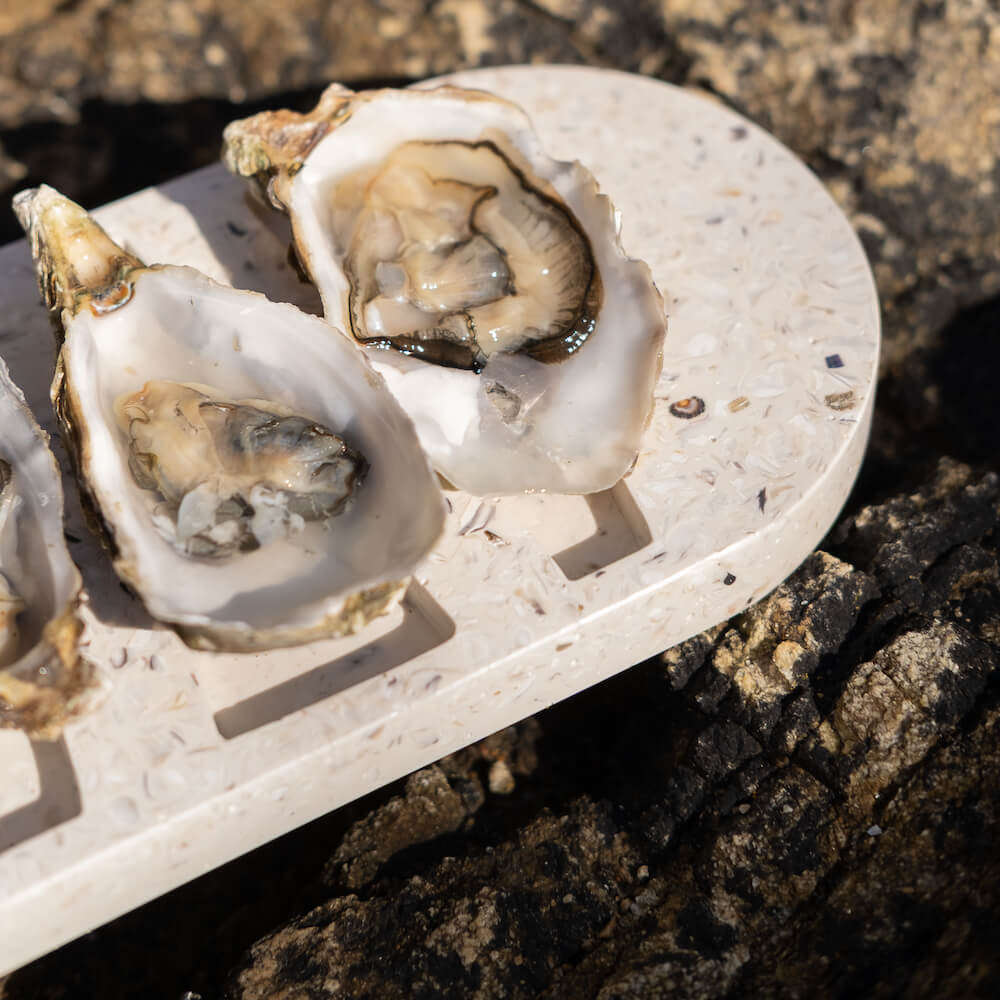 plateau a huitres helios la demi-douzaine blanc mixte coquillages recycles malakio