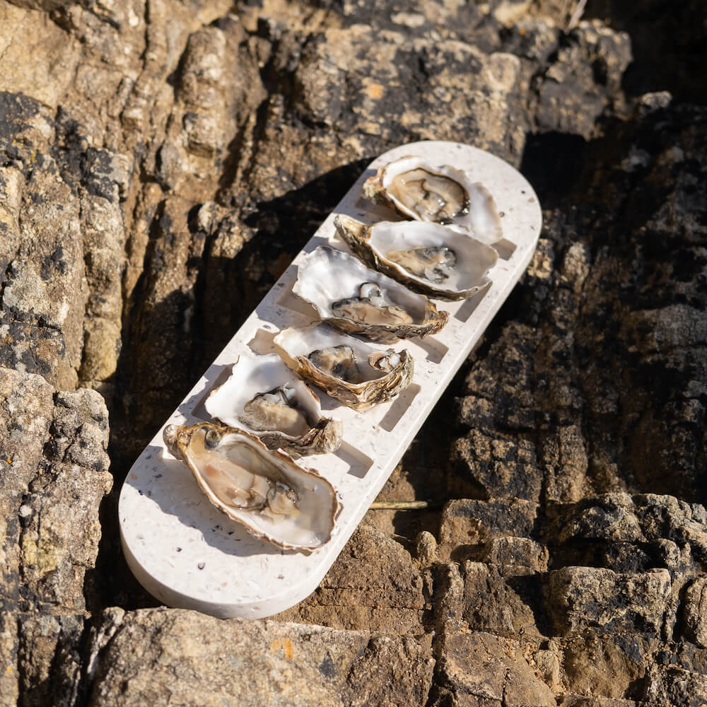 plateau a huitres helios la demi-douzaine blanc mixte coquillages recycles malakio