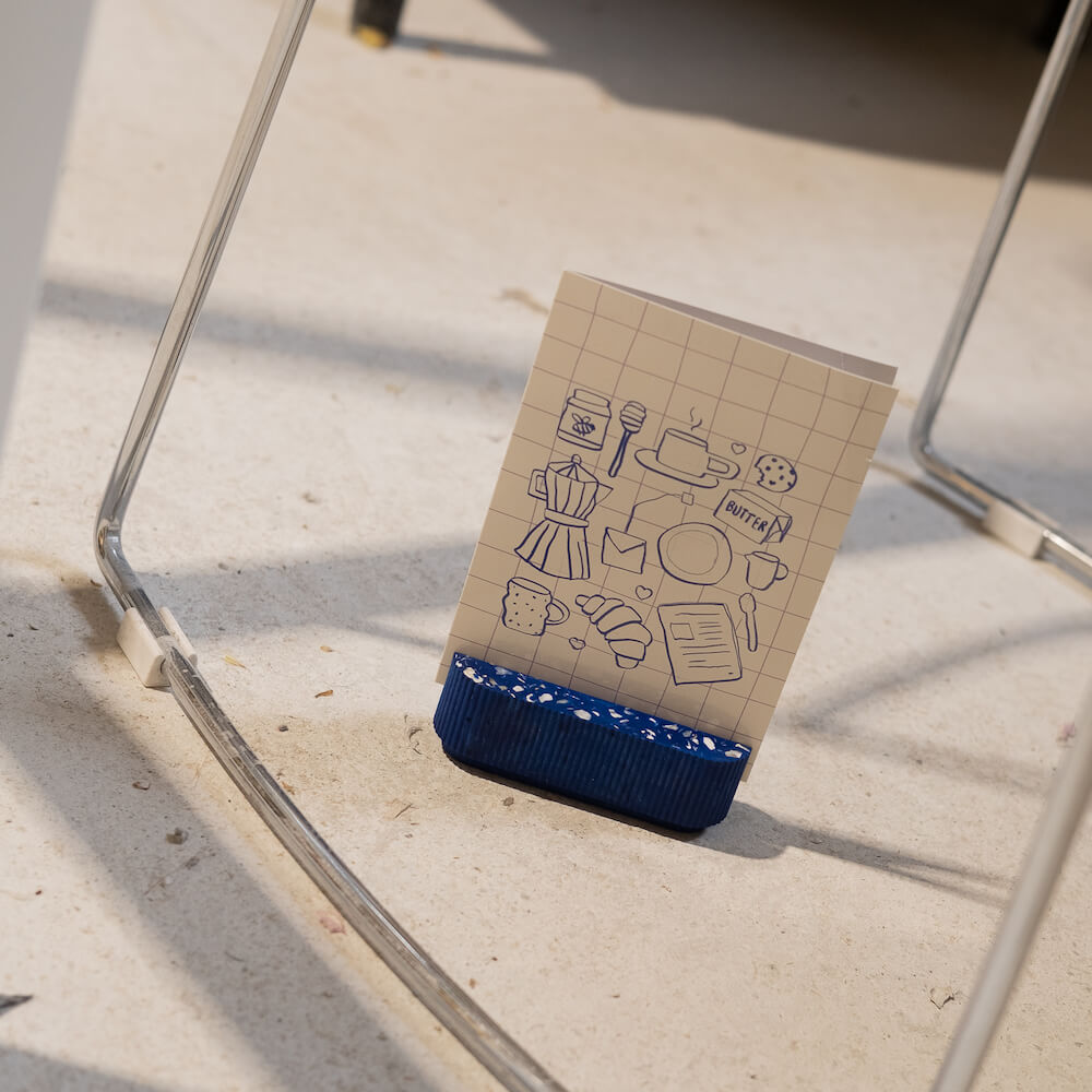 porte-photo colosse bleu coquillages recycles malakio