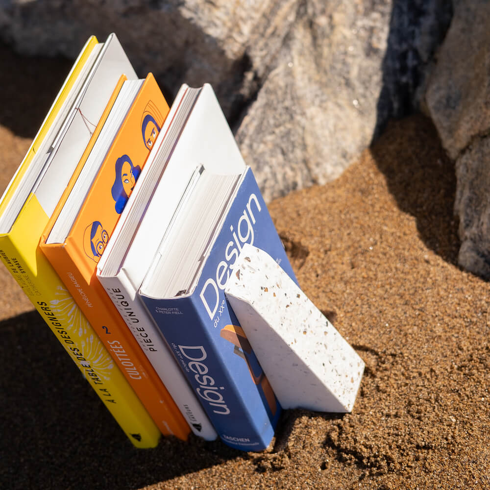 serre-livres helios blanc coquillages recycles malakio