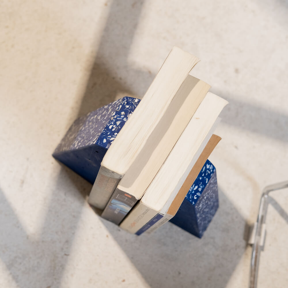 serre-livres helios bleu coquillages recycles malakio