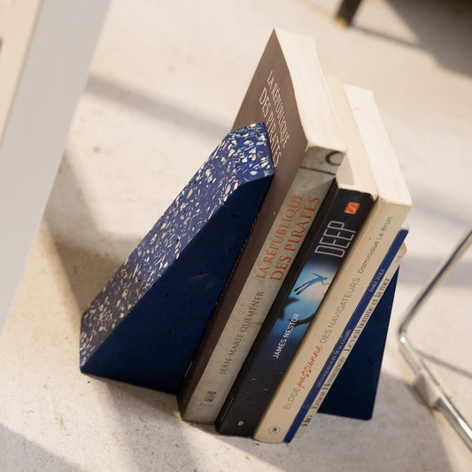 serre-livres helios bleu coquillages recycles malakio