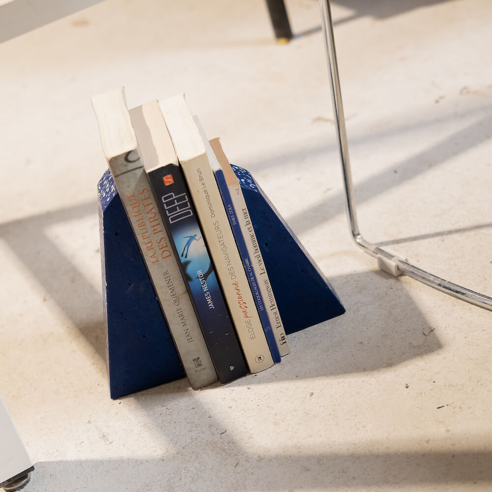 serre-livres helios bleu coquillages recycles malakio