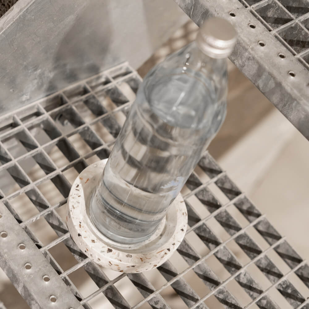 socle de bouteille helios blanc mixte coquillages recycles malakio