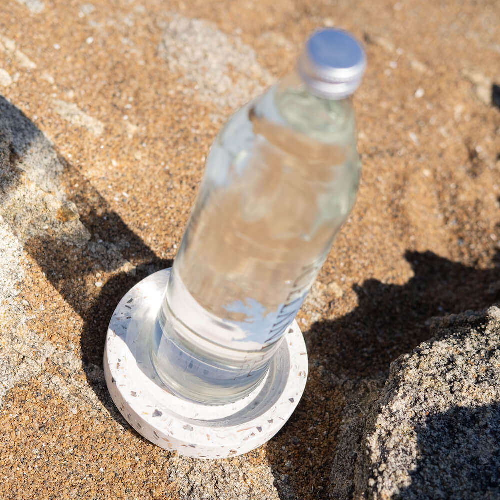 socle de bouteille helios blanc mixte coquillages recycles malakio