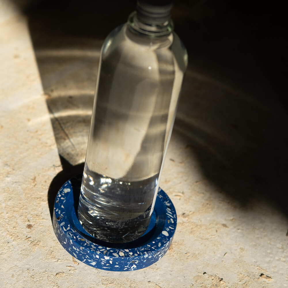 socle de bouteille helios bleu coquillages recycles malakio