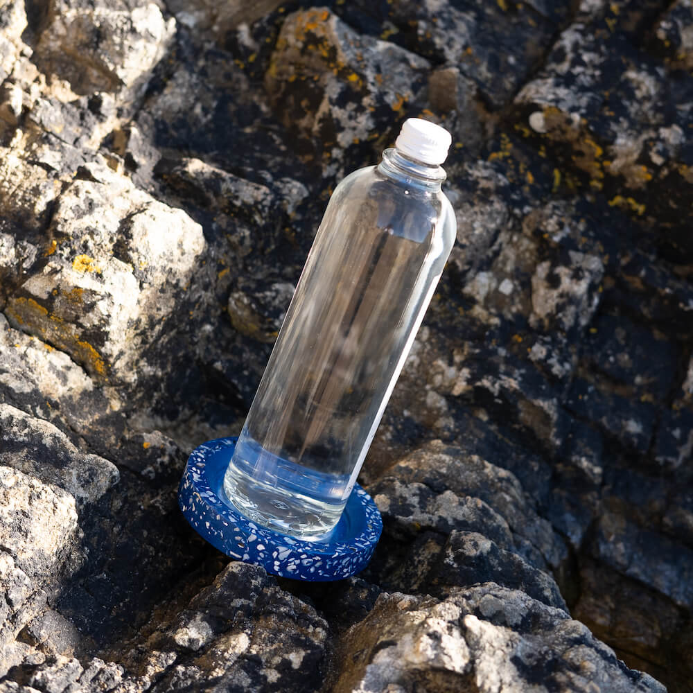 socle de bouteille helios bleu coquillages recycles malakio