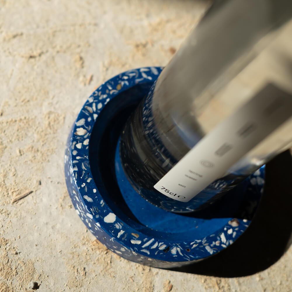 socle de bouteille helios bleu coquillages recycles malakio