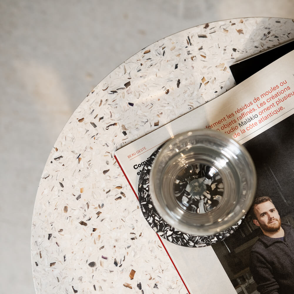 table d'appoint Octave metal coquillages recycles mixte malakio resistub