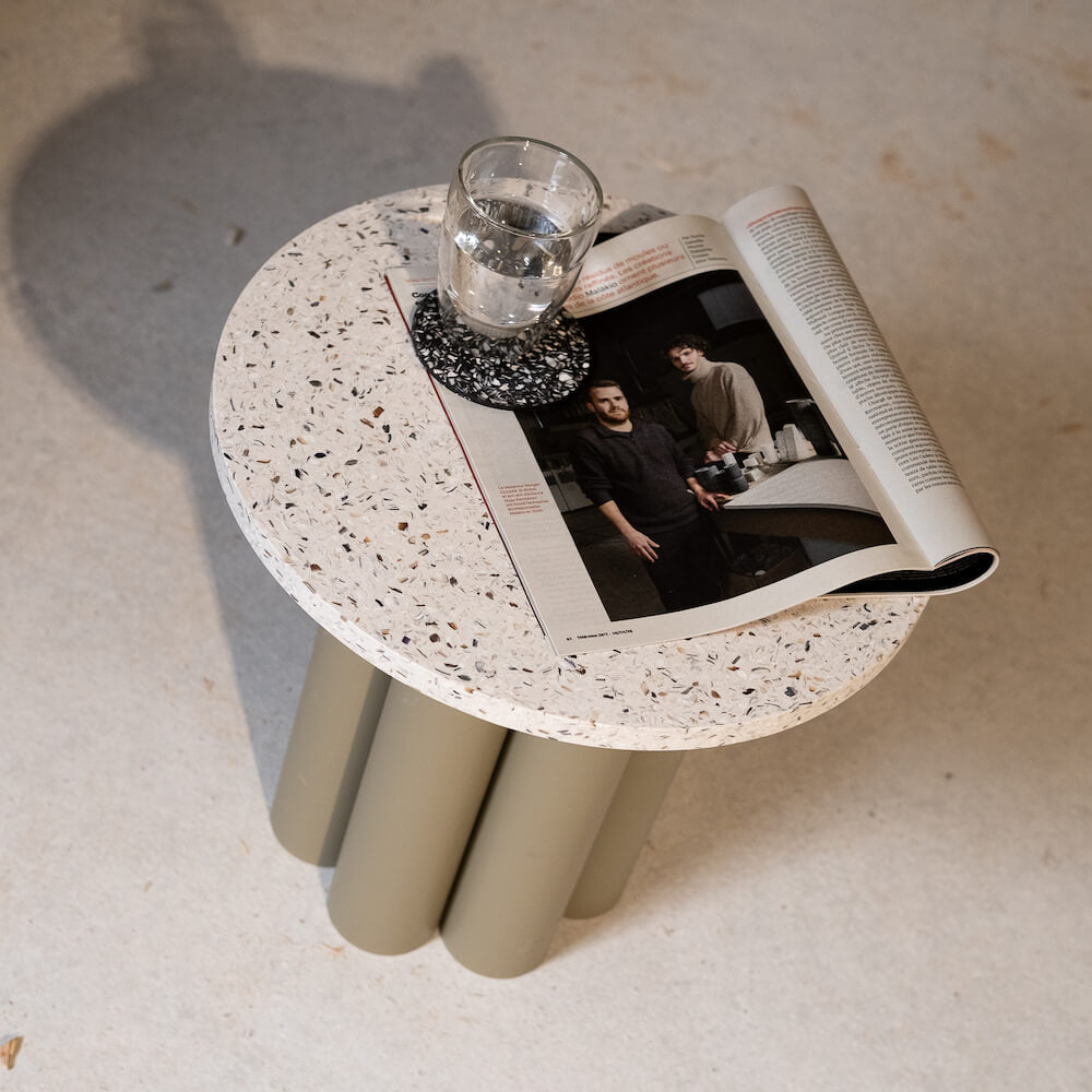 table d'appoint Octave metal coquillages recycles mixte malakio resistub