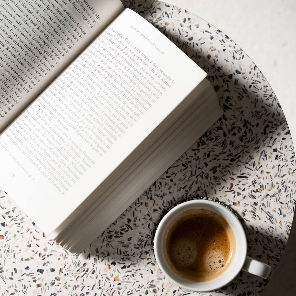 table d'appoint Octave metal coquillages recycles moules malakio resistub