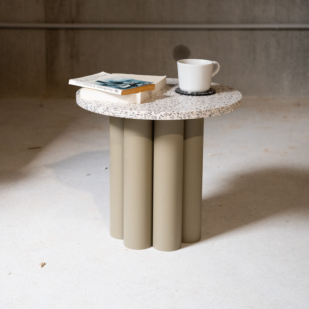 table d'appoint Octave metal coquillages recycles moules malakio resistub