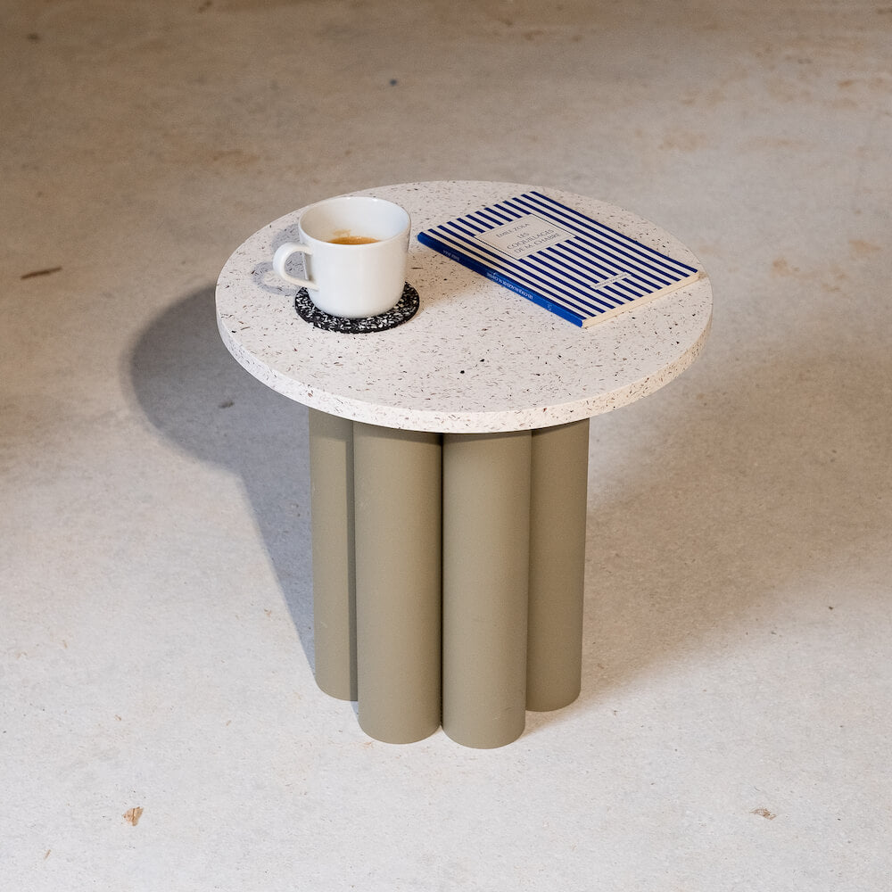 table d'appoint Octave metal coquillages recycles saint jacques malakio resistub