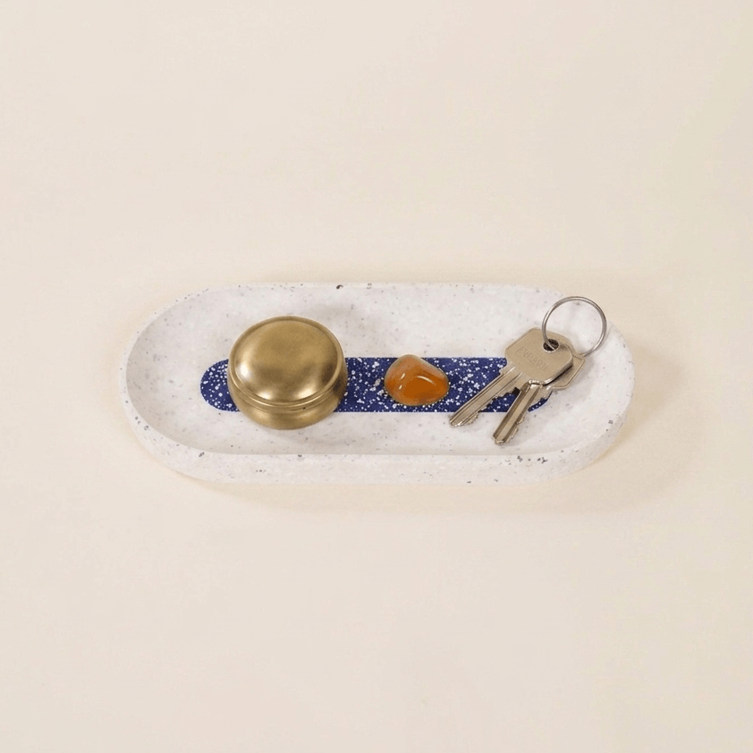 vide-poche loar blanc bleu coquillages recycles malakio