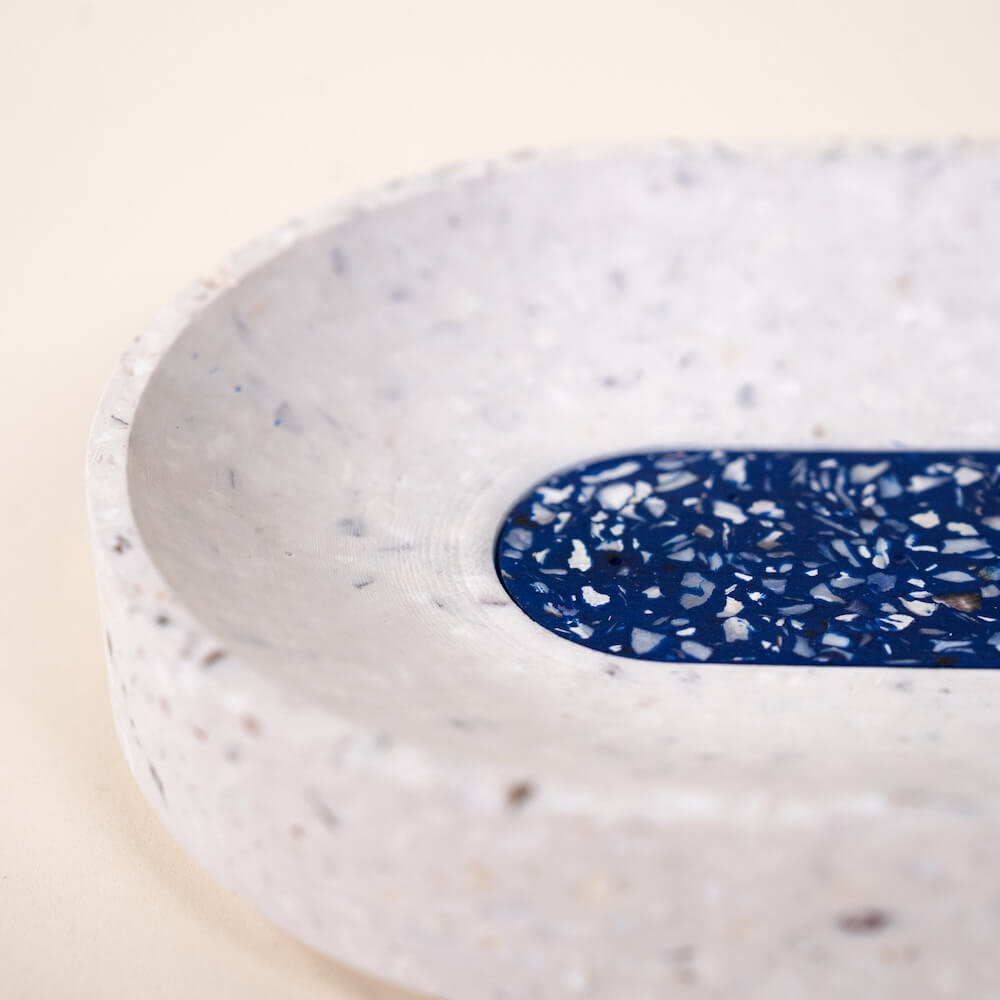 vide-poche loar blanc bleu coquillages recycles malakio