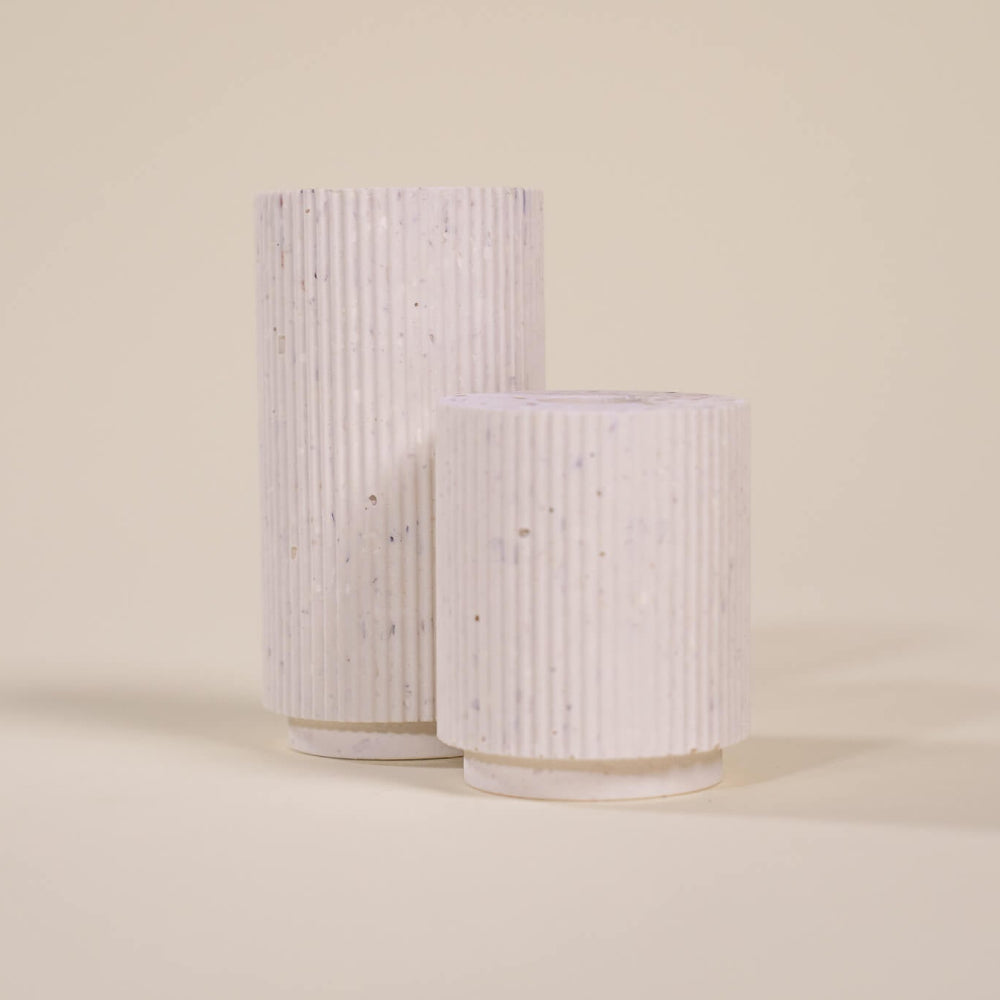 bougeoir colosse blanc coquillages recycles malakio