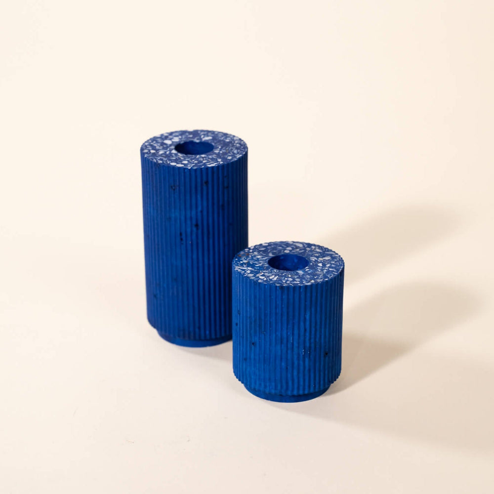 bougeoir colosse bleu coquillages recycles malakio
