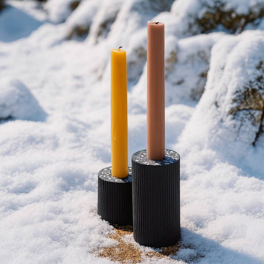 bougeoir colosse noir coquillages recycles malakio hiver