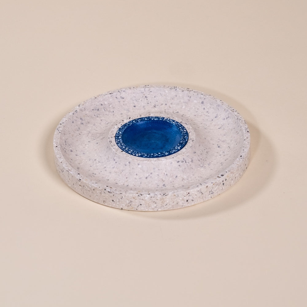 corbeille a fruits helios blanc bleu coquillages recycles malakio