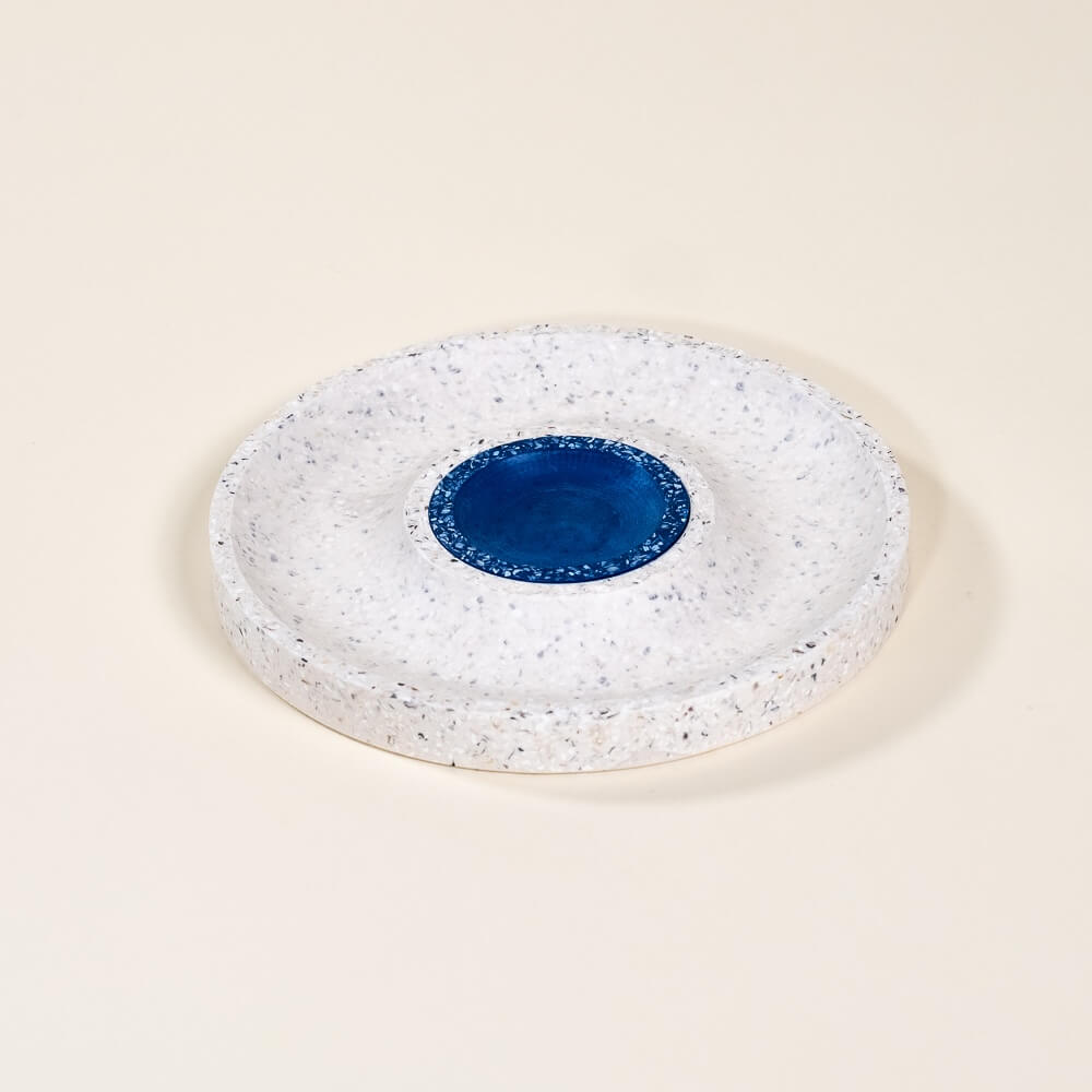 corbeille a fruits helios blanc bleu coquillages recycles malakio