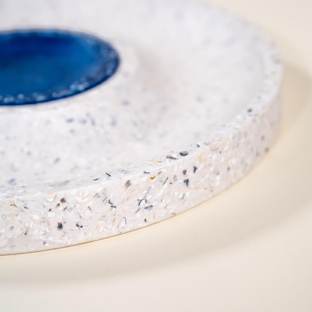 corbeille a fruits helios blanc bleu coquillages recycles malakio