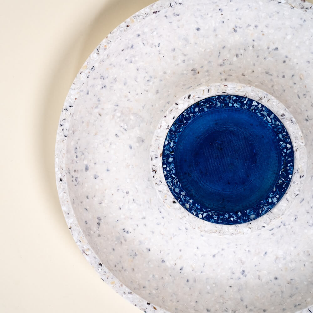 corbeille a fruits helios blanc bleu coquillages recycles malakio