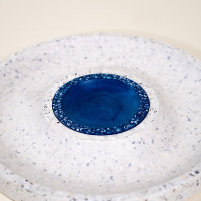 corbeille a fruits helios blanc bleu coquillages recycles malakio