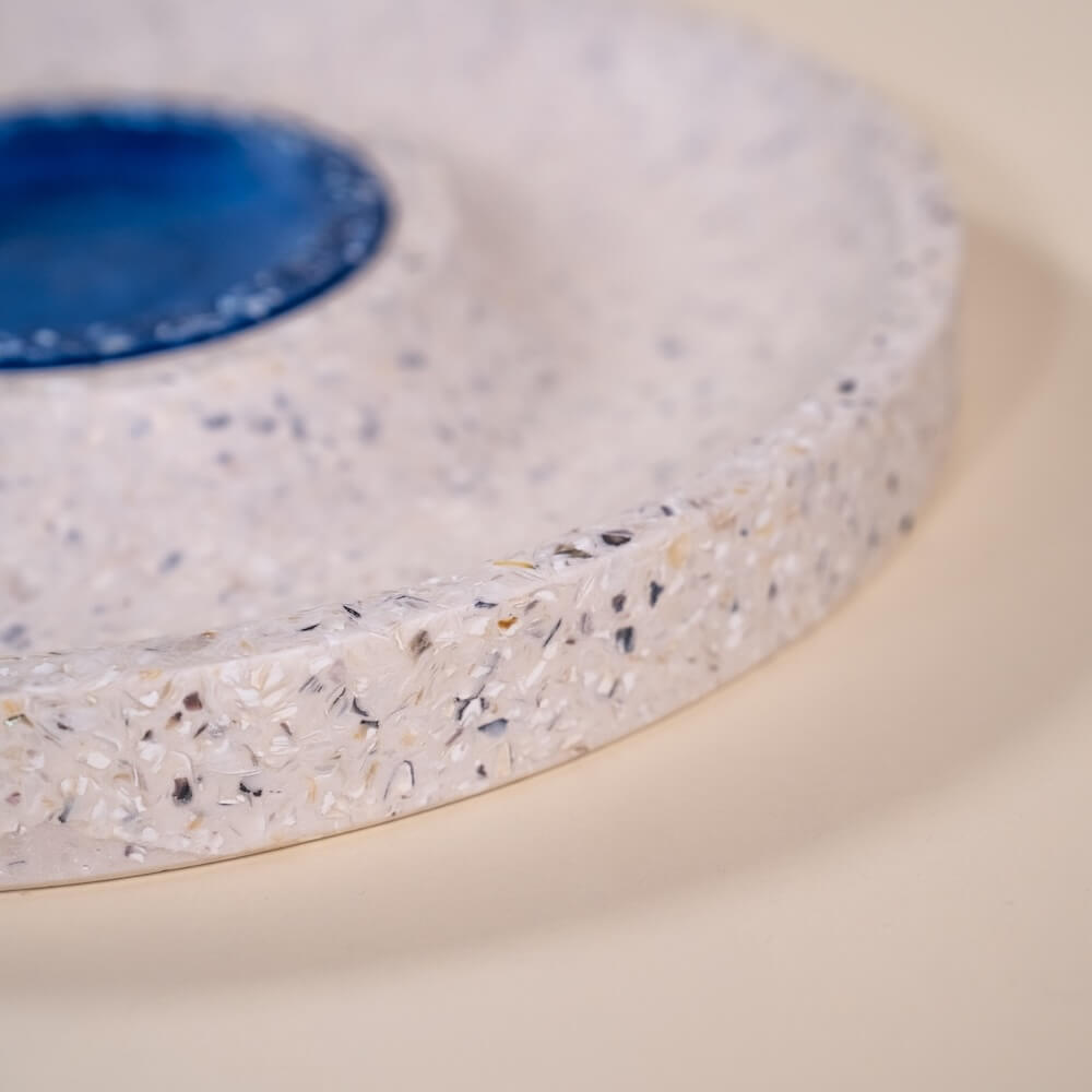 corbeille a fruits helios blanc bleu coquillages recycles malakio