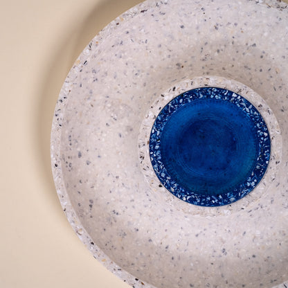 corbeille a fruits helios blanc bleu coquillages recycles malakio