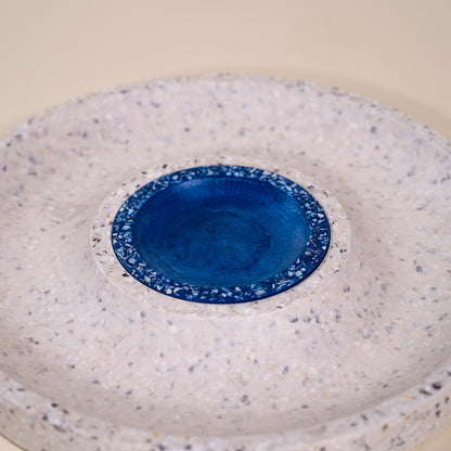 corbeille a fruits helios blanc bleu coquillages recycles malakio