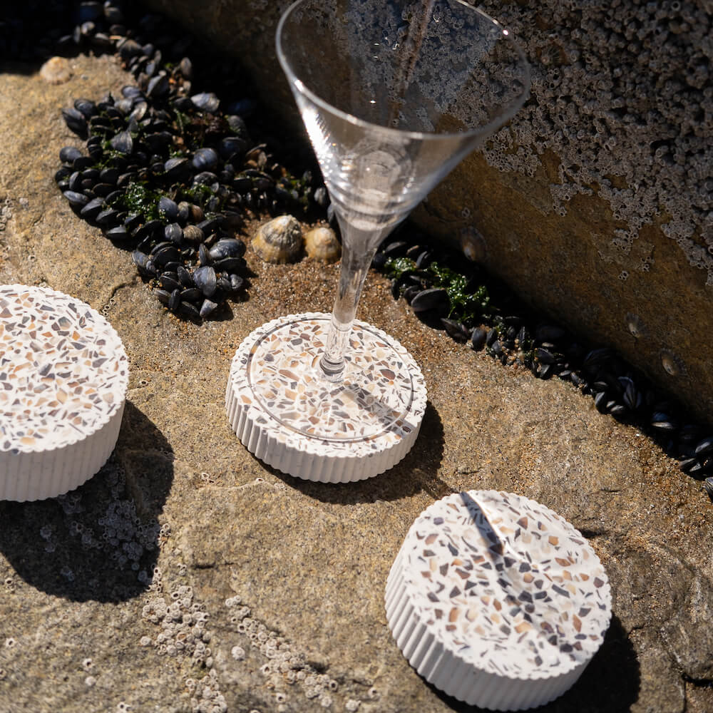 dessous de verre colosse blanc moules coquillages recycles malakio