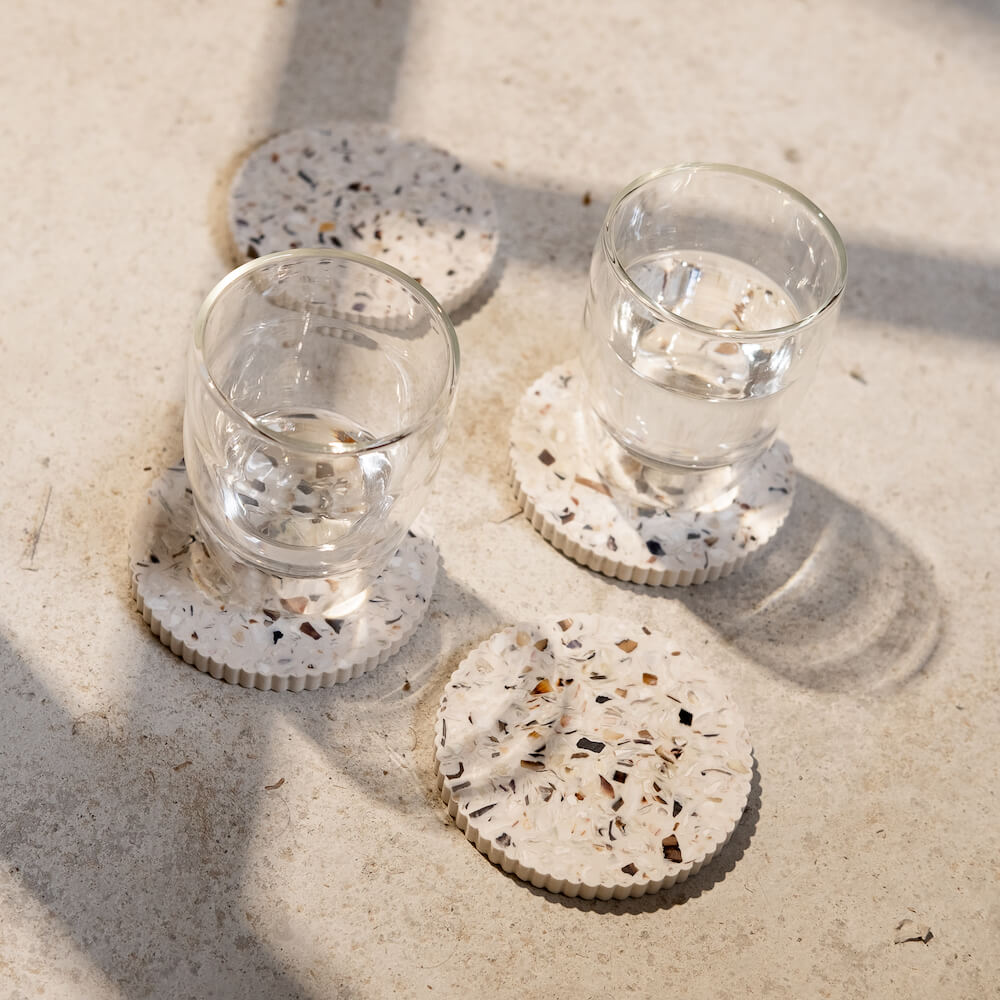 dessous de verre colosse blanc coquillages recycles malakio