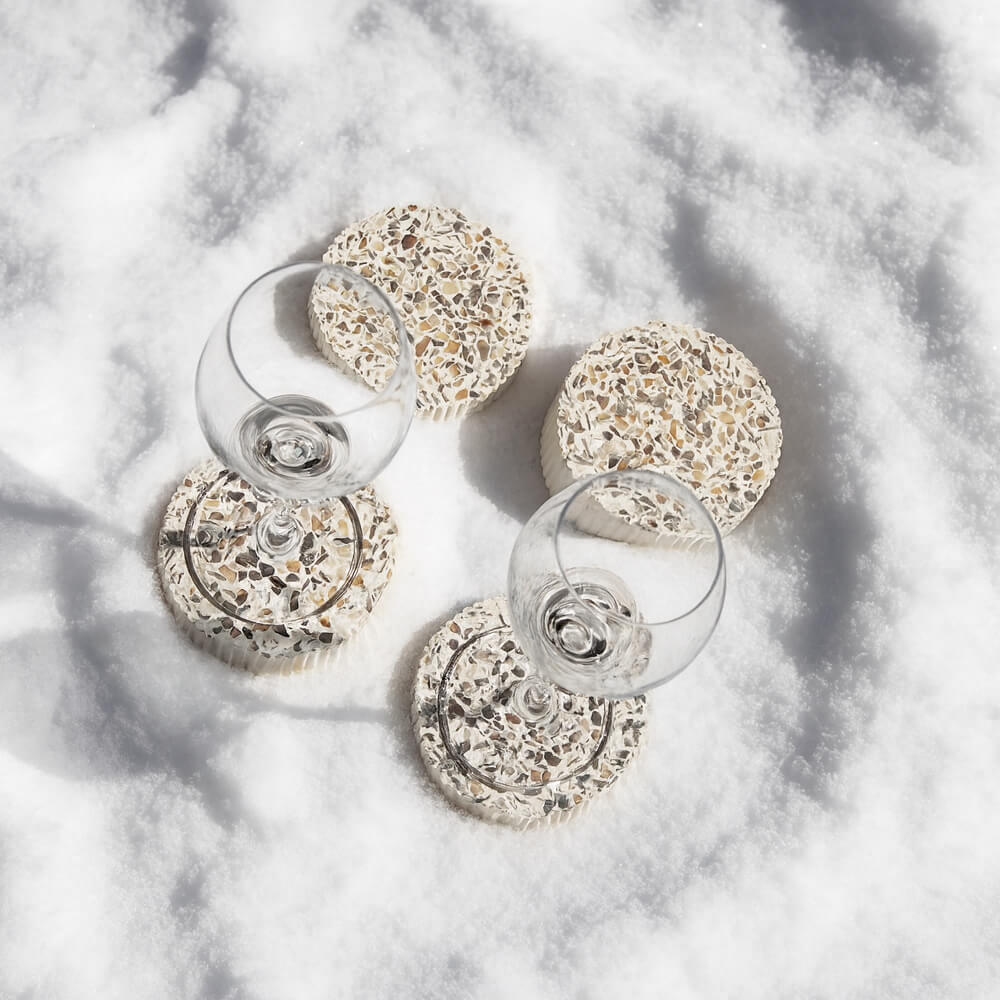 dessous de verre colosse blanc coquillages recycles malakio hiver