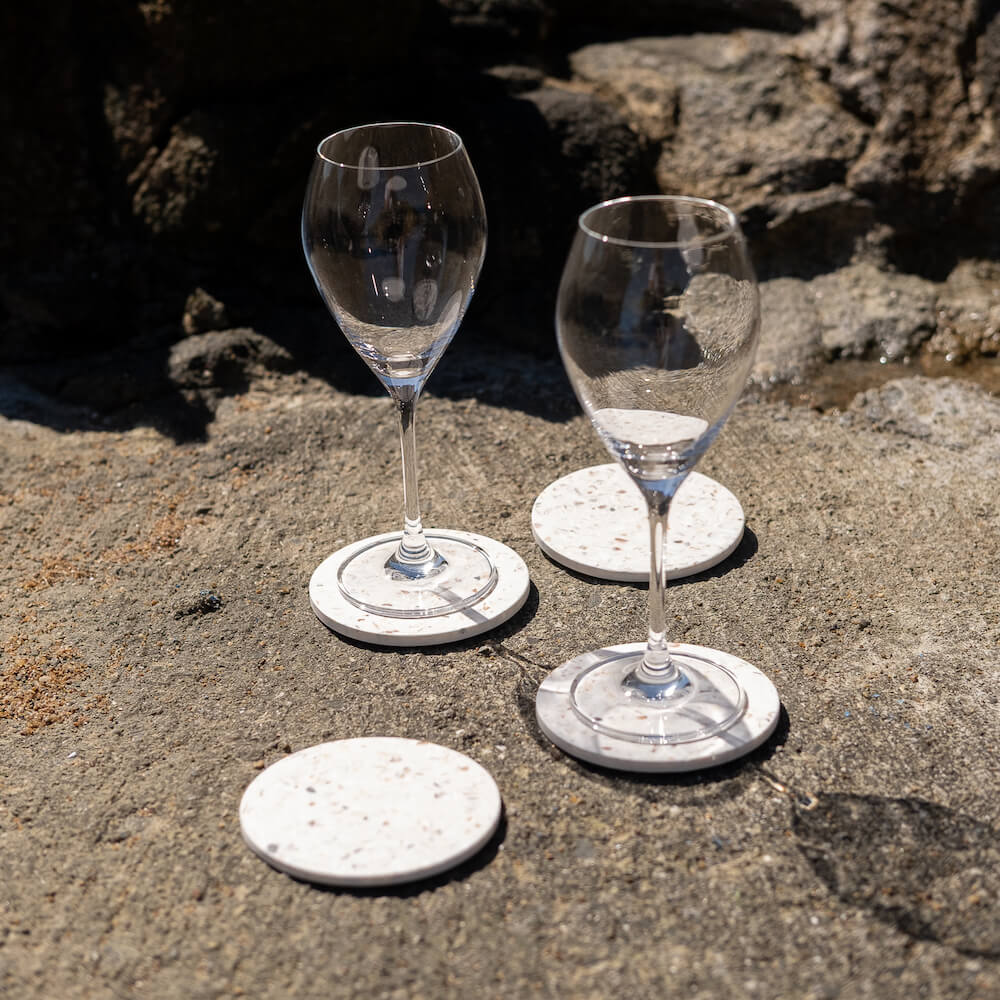 dessous de verre helios blanc mixte coquillages recycles malakio